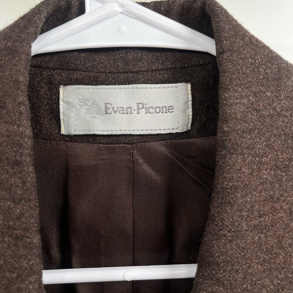 Womens Vintage Evan Picone Brown Wool Double Breasted Blazer Size 6 - Picture 7 of 13
